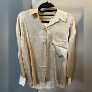 Abercrombie & Fitch Silk Cream Button Down Blouse
